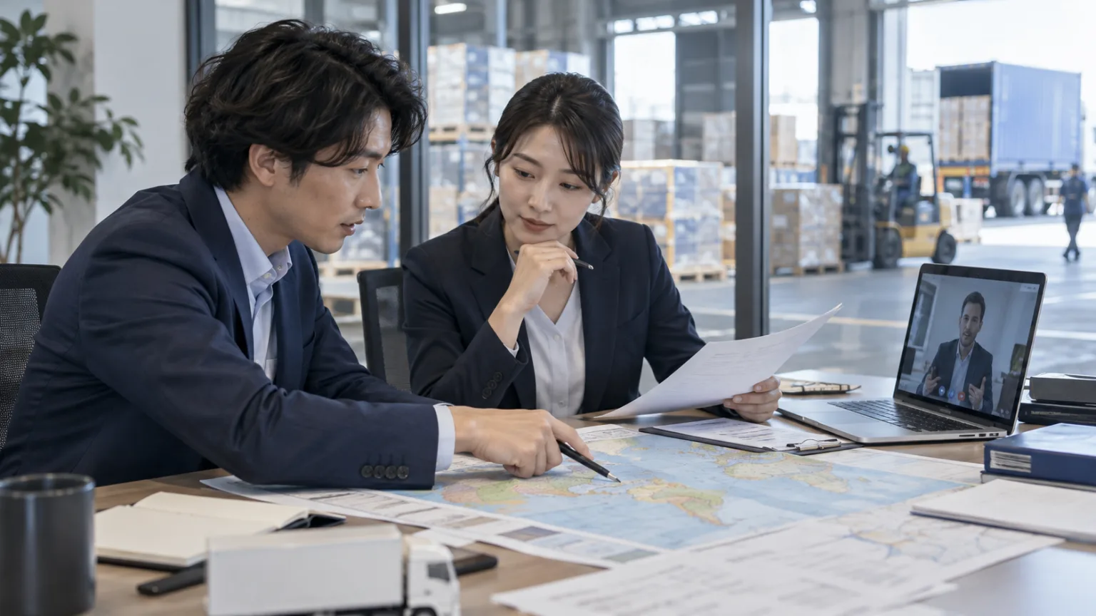 海外代理店と輸送経路や貨物情報を確認するフォワーダー