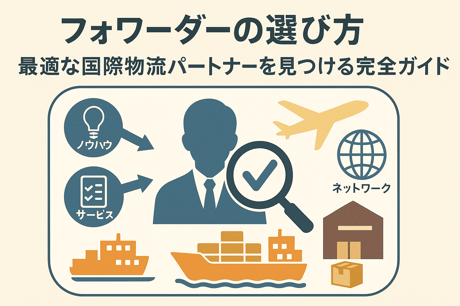 フォワーダー選びのポイントを示す概念図